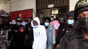 Shatta Wale is seen here after his first appearance in court. Photo Credit: GhanaWeb