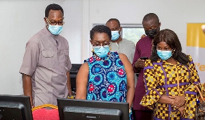 CEO of MTN Ghana, Selorm Adadevoh; Mrs Ursula Owusu-Ekuful; others at the event