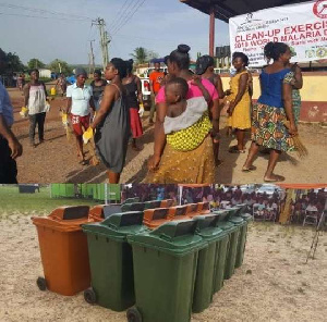 The Gold mining company donated waste bins after the cleanup exercise