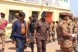 Chief Justice Sophia Akufo in the company of authorities of the Ho prisons