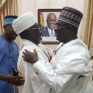 VP Bawumia hugs Western Regional Chief Imam Dr Ustaz Ali Hassan Ali