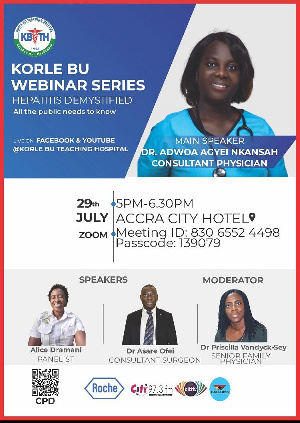 The first of the Korle Bu Webinar Series comes off tomorrow at 5pm