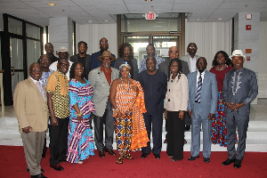 Ambassador Adjei-Barwuah with a delegation of the Council of Ghanaian Associations (COGA)