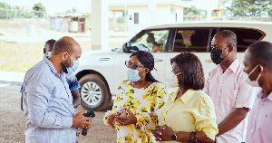 Ohene-Konadu and her team being briefed on progress on the construction