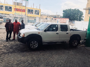 George Opare Addo  donated the five trucks to the Youth Wing of the party