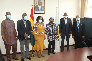 Shirley Ayorkor Botchwey poses with the ECOWAS Oberver Mission after the visit