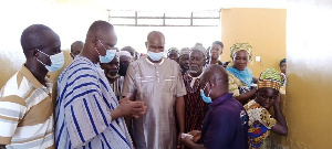 Mustapha Ussif in an interaction with some elders during the commissioning of the project