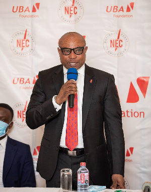 MDCEO of UBA Ghana, Olalekan Balogun speaking at the launch in Accra