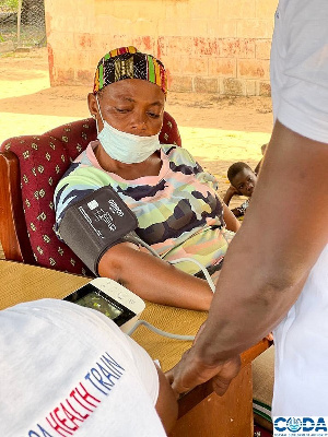 One of the victims receiving health screening procedure