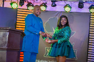 Celestina Pokua Sarpong receiving her award