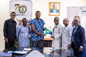 NHIA boss, Bernard Okoe Boye with some staff and reps from KNUST