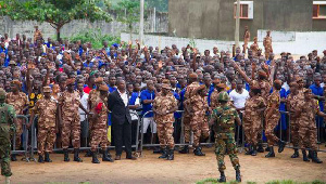 Prison officers and some inmates assembled (file photo)