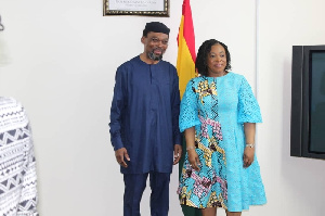 Foreign Affairs Minister, Shirley Ayorkor Botchwey with the president of ICC