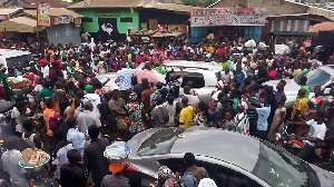 A section of the crowd that welcomed Prof. Naana Jane Opoku-Agyemang