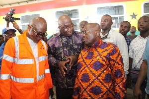 Railways Minister, Joe Ghartey interacting with President Nana Addo Dankwa Akufo-Addo