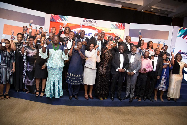 Some award winners in a group photograph with Vice President Dr. Bawumia