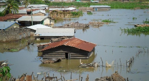 Several houses submerged in the flood after the downpour