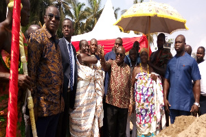 President Nana Addo Dankwa Akufo-Addo with some leaders of Jomoro Municipality