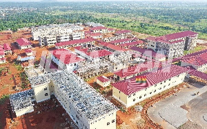 Aerial shot of the Afari Military Hospital in the Ashanti Region