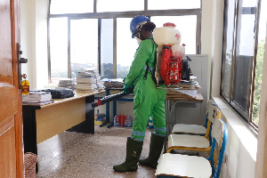 File photo of a facility being disinfected