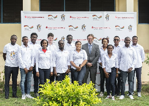 Head of the German Embassy in Accra, Ghana with the staff of Sparkassenstiftung Western Africa