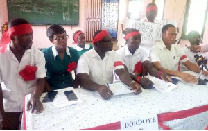 Some angry Ankaful Psychiatric Hospital nurses in red arm bands