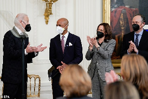 US President Joe Biden interacting with Dr Edjah Nduom