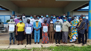 Participants at a closeout meeting of Non-Governmental Global Communities in Dambai