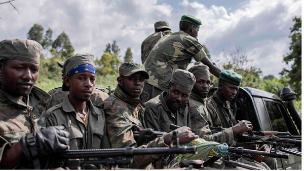 M23 soldiers leave Rumangabo camp after the meeting with EACRF officials