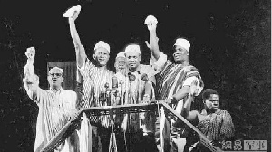 Kwame Nkrumah and the Big Six during the declaration of Ghana Independence