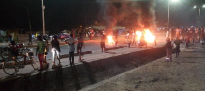 The protesters torched car tyres and blocked the Tamale-Navrongo stretch of the highway