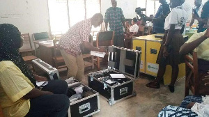 Oxfam in Ghana officials unveiling Ideasboxes and Koombooks in Sawla in the Savanah Region