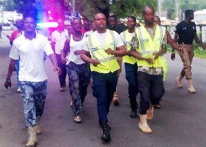 Some police officers during the exercise at the Upper West Regional police canteen area