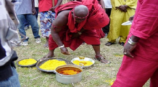 Food being served at a Homowo festival celebration