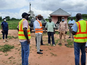 Peter Mensah inspecting 19.95km Tuobodom and Aworowa town roads