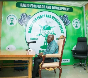 President Nana Akufo-Addo went along with his chair for a radio interview