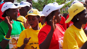 Supporters of the Sudan People's Liberation Movement gather for the Mass Mobilisation Campaign