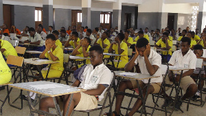 Students writing the Basic Education Certificate Examinations(BECE)