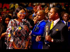 Actress Oge Okoye in the church of South Africa-based pastor Alph Lukau