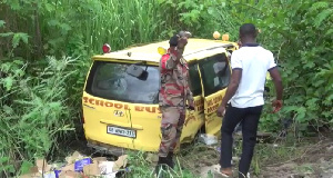 Vehicle carrying food items meant for Ajumako Mando Senior High School