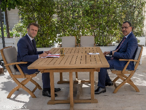 Emmanuel Macron with ousted Niger president Mohamed Bazoum in Paris