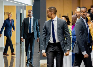 Collage of Ian Kagame undertaking his first duties as member of presidential guard