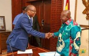 Governor of the Bank of Ghana, Ernest Kwamina Yedu Addison with President Akufo-Addo