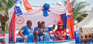 Bice Osei Kuffour (Obour), ex-MUSIGA President speaking during a campaign