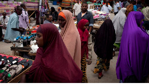 Somali women seen in the Hamarweyne market of Mogadishu, Somalia.