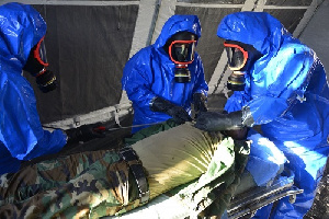 ICRC weapon contamination experts conduct chemical decontamination trainings in health facilities