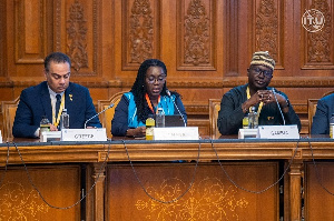 Ursula Owusu-Ekuful delivering her remarks