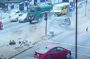 A screengrab of one of the accidents at a traffic light intersection