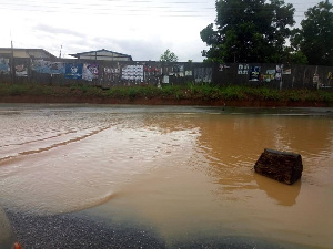 Floods covered gutters and bridges in most areas in Cape Coast