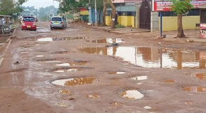 A deplorable road in Adjei Kojo